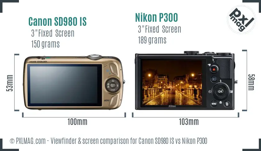 Canon SD980 IS vs Nikon P300 Screen and Viewfinder comparison Canon SD980 IS vs Nikon P300 Screen and Viewfinder comparison
