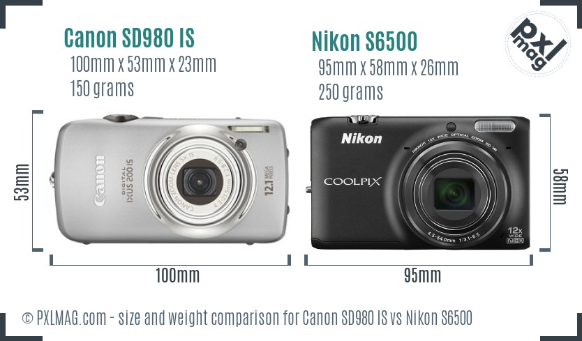 Canon SD980 IS vs Nikon S6500 size comparison Canon SD980 IS vs Nikon S6500 size comparison