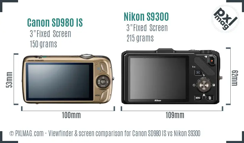 Canon SD980 IS vs Nikon S9300 Screen and Viewfinder comparison Canon SD980 IS vs Nikon S9300 Screen and Viewfinder comparison