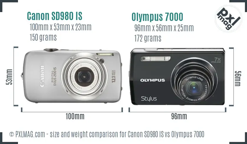 Canon SD980 IS vs Olympus 7000 size comparison Canon SD980 IS vs Olympus 7000 size comparison