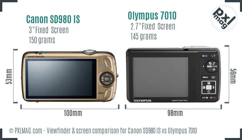 Canon SD980 IS vs Olympus 7010 Screen and Viewfinder comparison