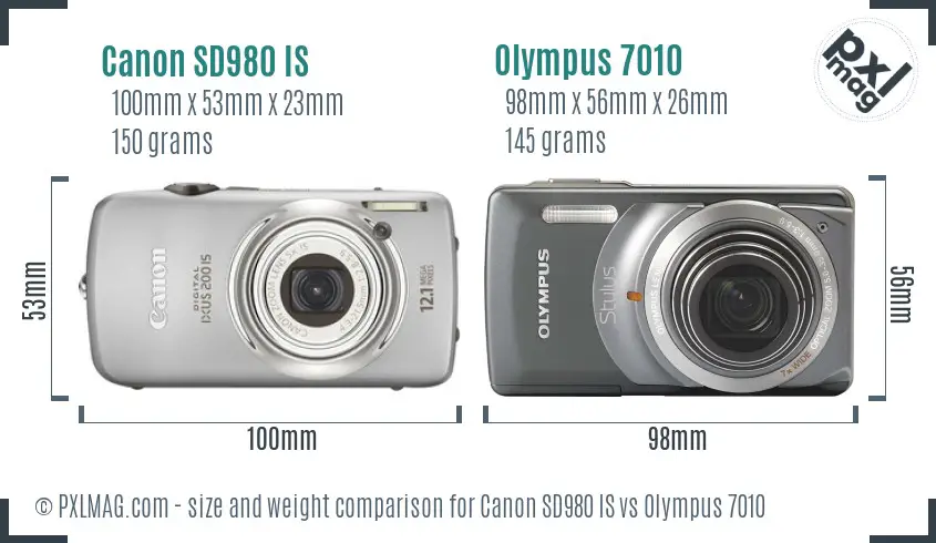 Canon SD980 IS vs Olympus 7010 size comparison