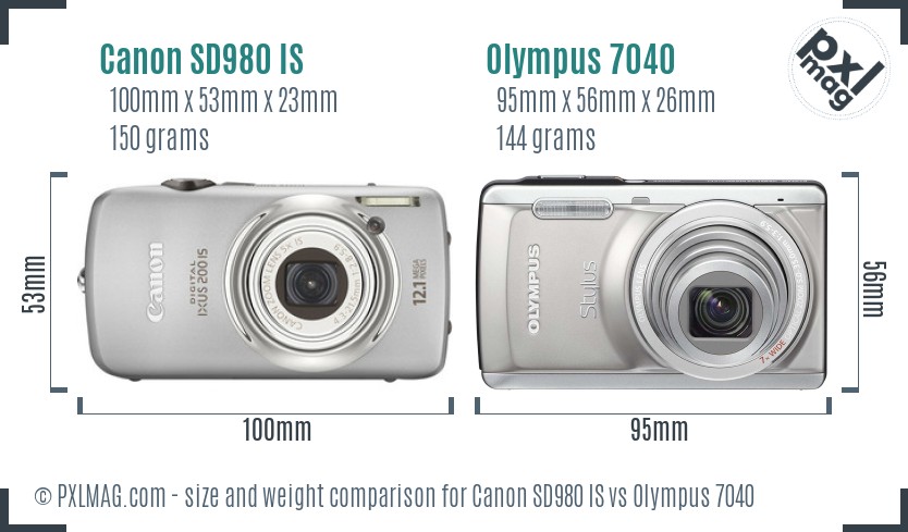 Canon SD980 IS vs Olympus 7040 size comparison Canon SD980 IS vs Olympus 7040 size comparison