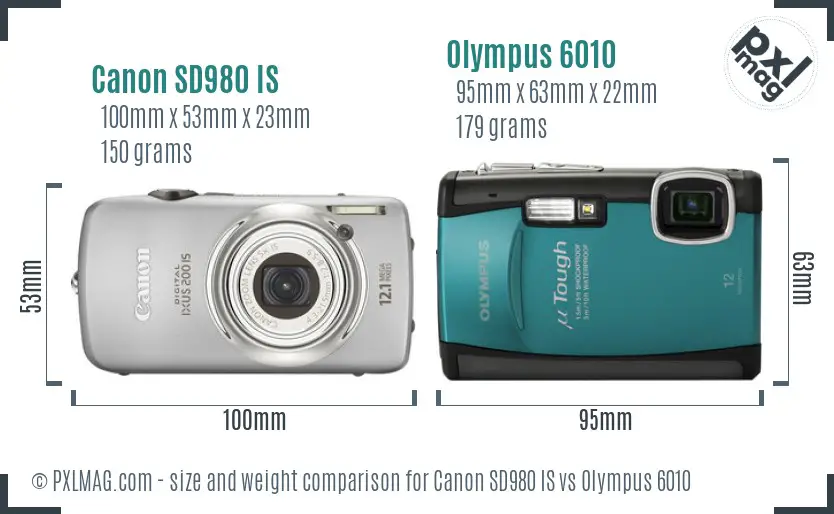 Canon SD980 IS vs Olympus 6010 size comparison