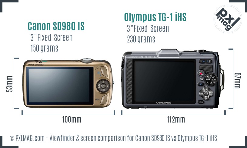 Canon SD980 IS vs Olympus TG-1 iHS Screen and Viewfinder comparison