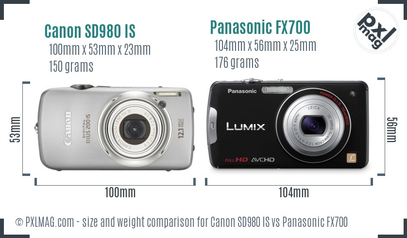 Canon SD980 IS vs Panasonic FX700 size comparison