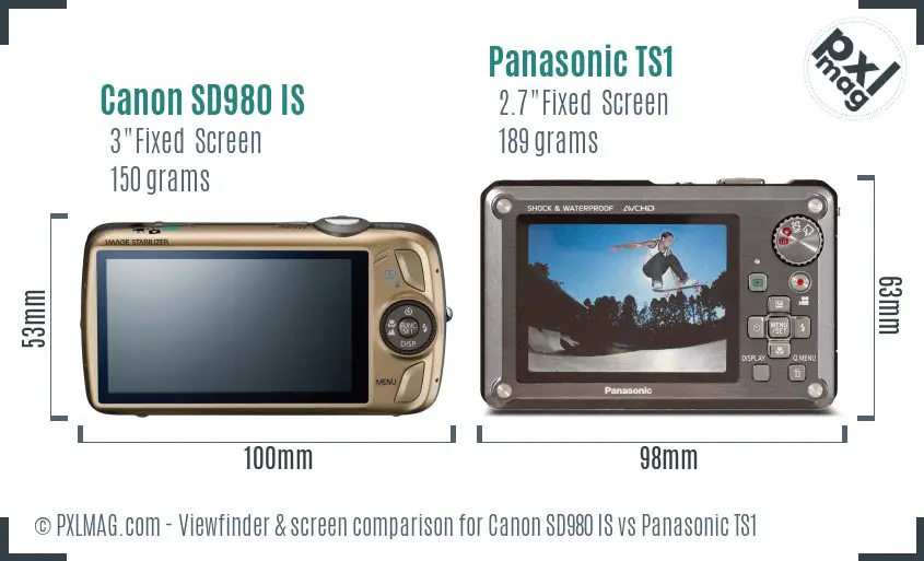 Canon SD980 IS vs Panasonic TS1 Screen and Viewfinder comparison