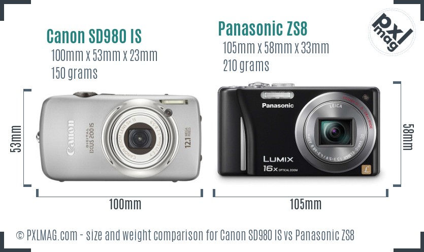 Canon SD980 IS vs Panasonic ZS8 size comparison Canon SD980 IS vs Panasonic ZS8 size comparison