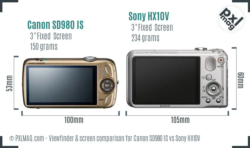 Canon SD980 IS vs Sony HX10V Screen and Viewfinder comparison Canon SD980 IS vs Sony HX10V Screen and Viewfinder comparison