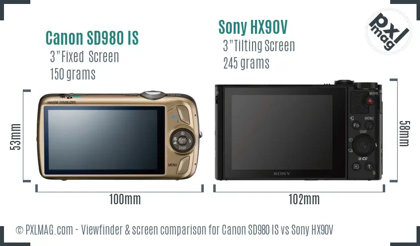Canon SD980 IS vs Sony HX90V Screen and Viewfinder comparison Canon SD980 IS vs Sony HX90V Screen and Viewfinder comparison
