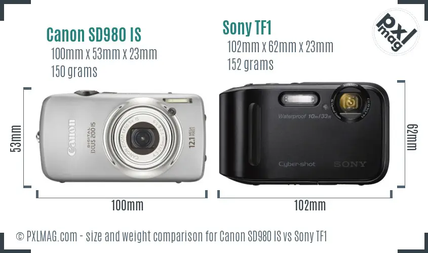 Canon SD980 IS vs Sony TF1 size comparison Canon SD980 IS vs Sony TF1 size comparison