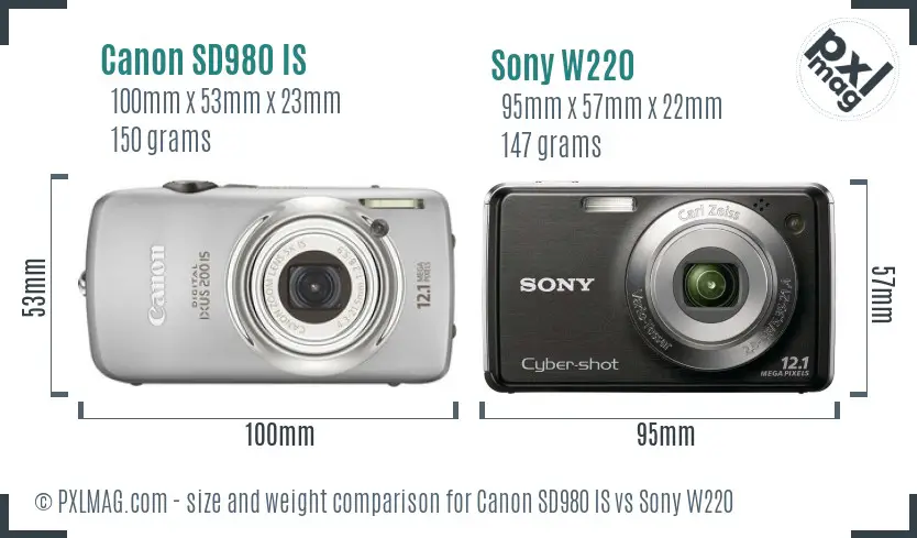 Canon SD980 IS vs Sony W220 size comparison Canon SD980 IS vs Sony W220 size comparison