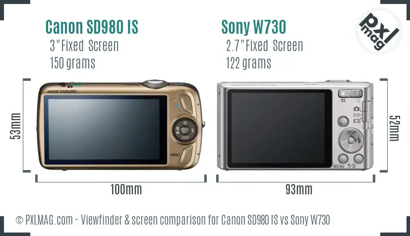 Canon SD980 IS vs Sony W730 Screen and Viewfinder comparison Canon SD980 IS vs Sony W730 Screen and Viewfinder comparison