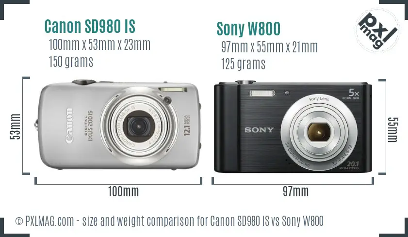 Canon SD980 IS vs Sony W800 size comparison Canon SD980 IS vs Sony W800 size comparison