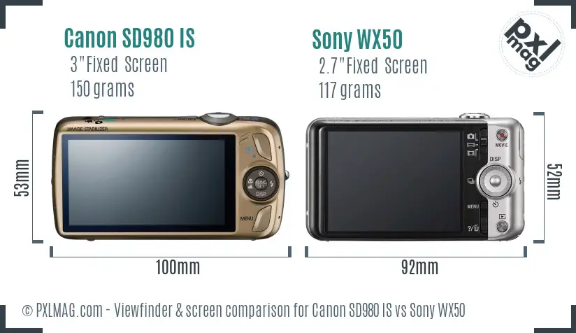 Canon SD980 IS vs Sony WX50 Screen and Viewfinder comparison Canon SD980 IS vs Sony WX50 Screen and Viewfinder comparison