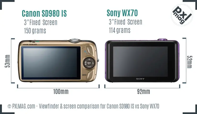 Canon SD980 IS vs Sony WX70 Screen and Viewfinder comparison Canon SD980 IS vs Sony WX70 Screen and Viewfinder comparison