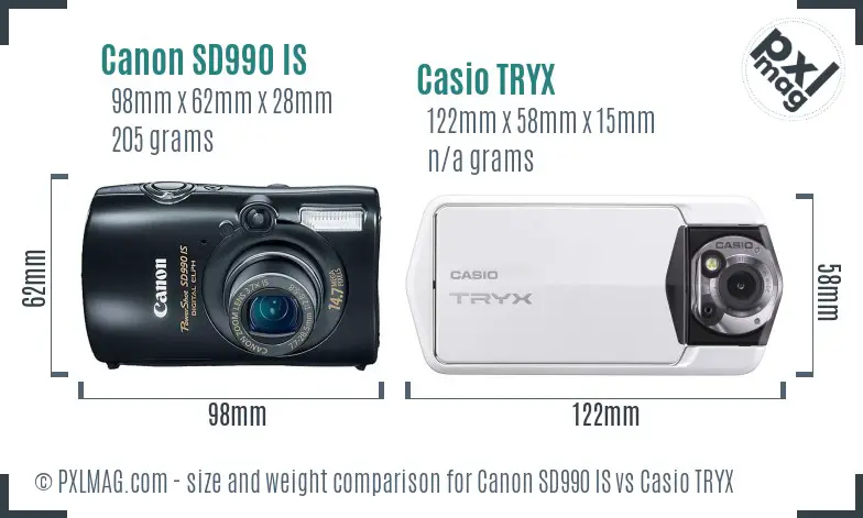 Canon SD990 IS vs Casio TRYX size comparison Canon SD990 IS vs Casio TRYX size comparison