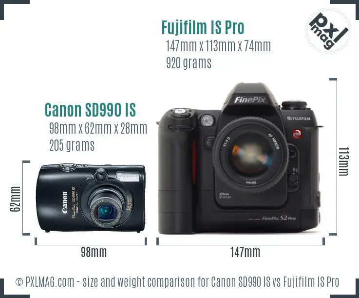 Canon SD990 IS vs Fujifilm IS Pro size comparison Canon SD990 IS vs Fujifilm IS Pro size comparison