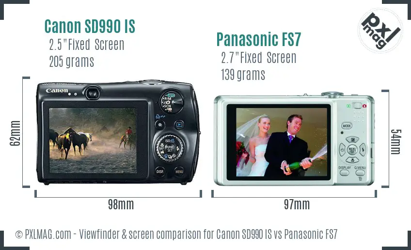 Canon SD990 IS vs Panasonic FS7 Screen and Viewfinder comparison Canon SD990 IS vs Panasonic FS7 Screen and Viewfinder comparison