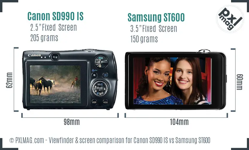 Canon SD990 IS vs Samsung ST600 Screen and Viewfinder comparison Canon SD990 IS vs Samsung ST600 Screen and Viewfinder comparison