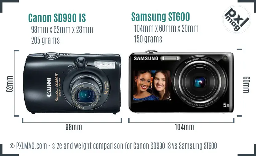 Canon SD990 IS vs Samsung ST600 size comparison Canon SD990 IS vs Samsung ST600 size comparison