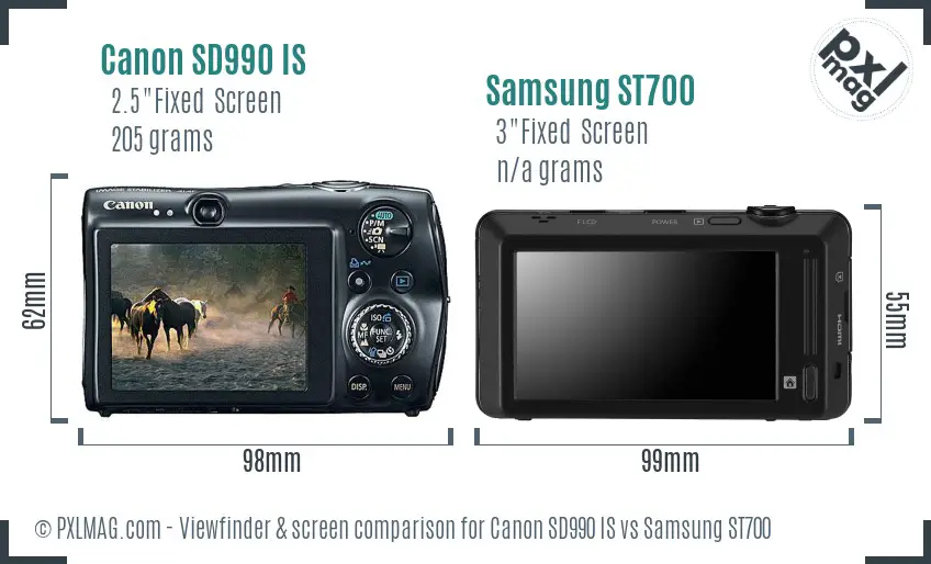 Canon SD990 IS vs Samsung ST700 Screen and Viewfinder comparison Canon SD990 IS vs Samsung ST700 Screen and Viewfinder comparison