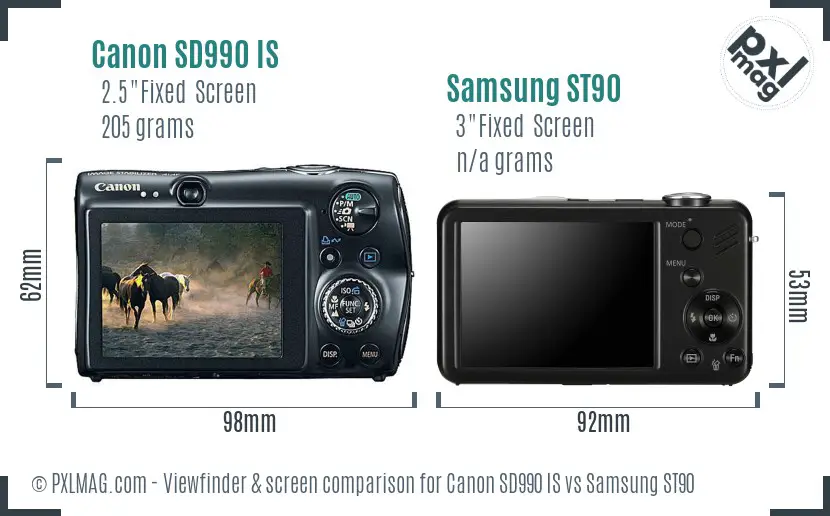 Canon SD990 IS vs Samsung ST90 Screen and Viewfinder comparison Canon SD990 IS vs Samsung ST90 Screen and Viewfinder comparison