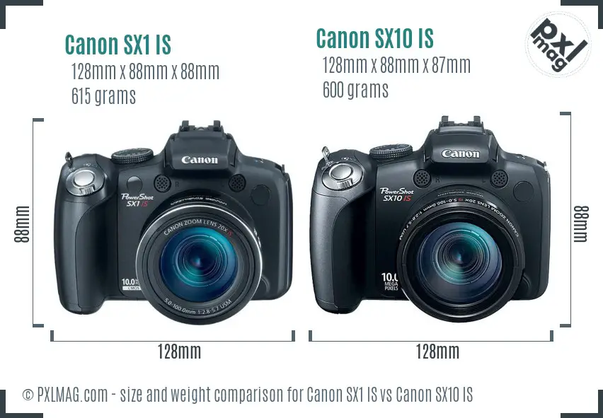 Canon SX1 IS vs Canon SX10 IS size comparison