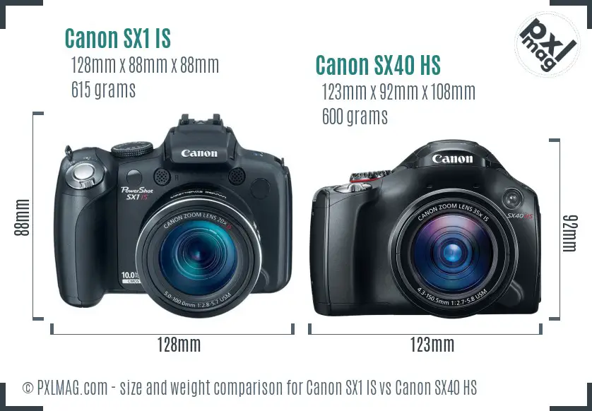 Canon SX1 IS vs Canon SX40 HS size comparison