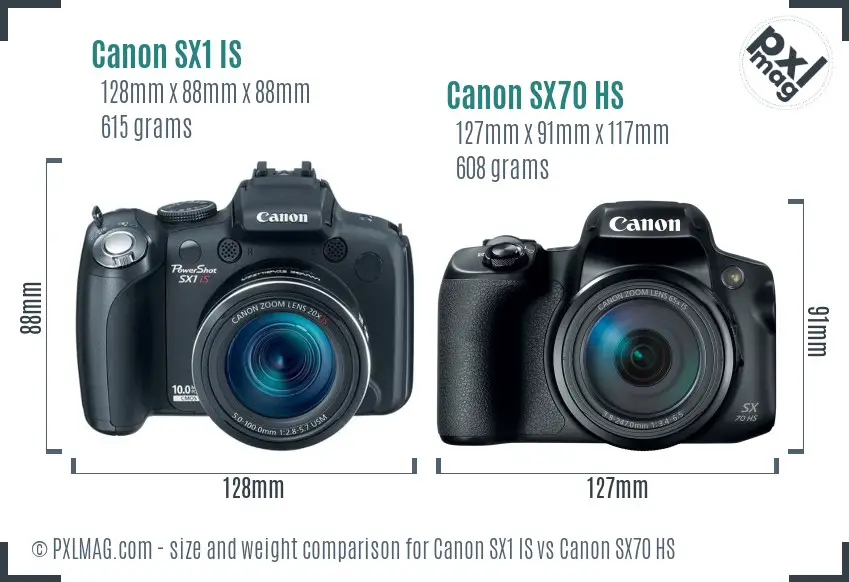 Canon SX1 IS vs Canon SX70 HS size comparison
