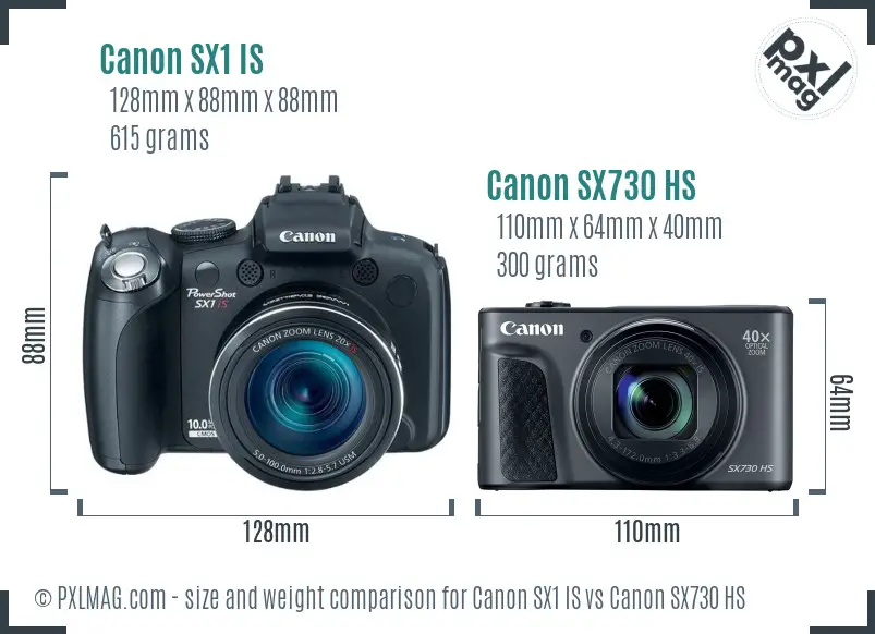 Canon SX1 IS vs Canon SX730 HS size comparison