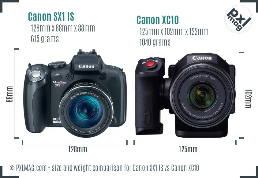 Canon SX1 IS vs Canon XC10 size comparison