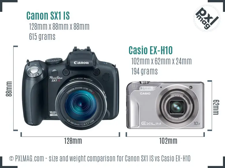 Canon SX1 IS vs Casio EX-H10 size comparison