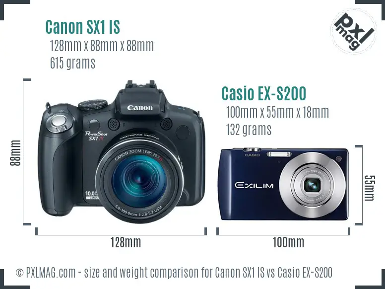 Canon SX1 IS vs Casio EX-S200 size comparison