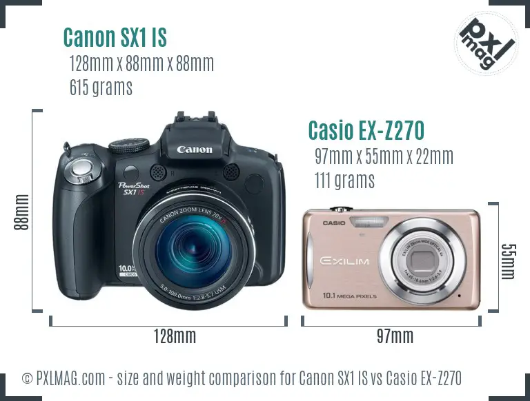 Canon SX1 IS vs Casio EX-Z270 size comparison