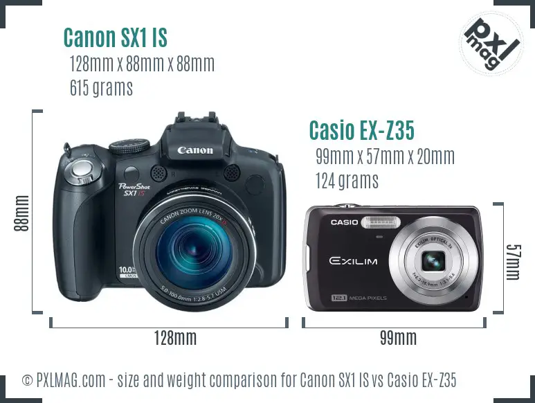 Canon SX1 IS vs Casio EX-Z35 size comparison