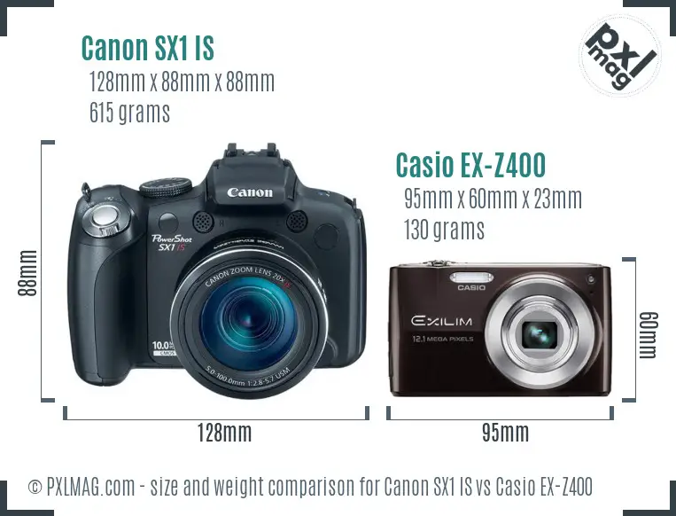 Canon SX1 IS vs Casio EX-Z400 size comparison