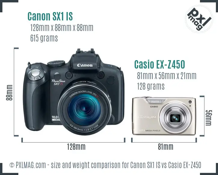 Canon SX1 IS vs Casio EX-Z450 size comparison