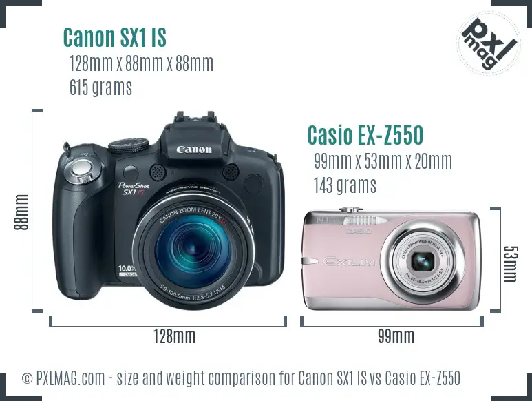 Canon SX1 IS vs Casio EX-Z550 size comparison