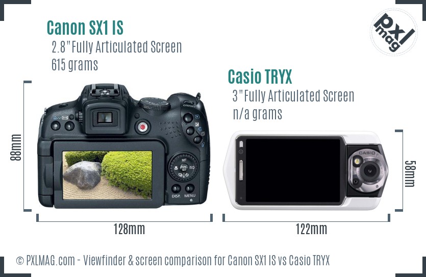 Canon SX1 IS vs Casio TRYX Screen and Viewfinder comparison