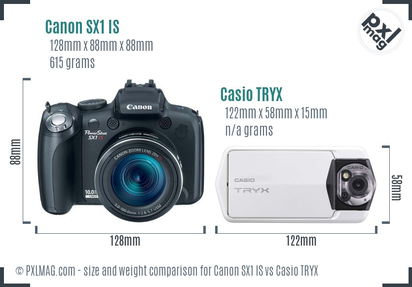 Canon SX1 IS vs Casio TRYX size comparison Canon SX1 IS vs Casio TRYX size comparison
