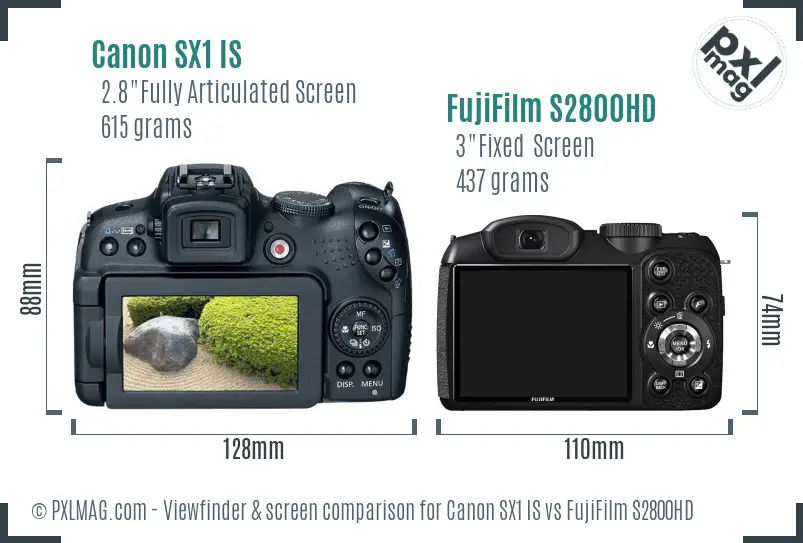 Canon SX1 IS vs FujiFilm S2800HD Screen and Viewfinder comparison Canon SX1 IS vs FujiFilm S2800HD Screen and Viewfinder comparison