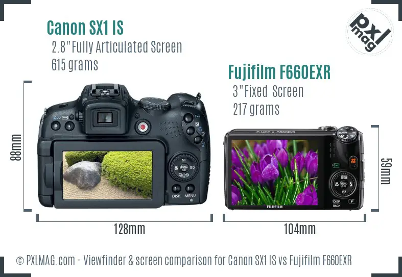 Canon SX1 IS vs Fujifilm F660EXR Screen and Viewfinder comparison Canon SX1 IS vs Fujifilm F660EXR Screen and Viewfinder comparison