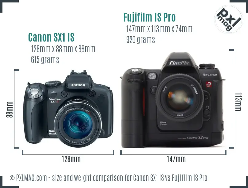 Canon SX1 IS vs Fujifilm IS Pro size comparison