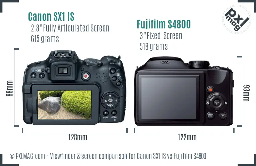 Canon SX1 IS vs Fujifilm S4800 Screen and Viewfinder comparison Canon SX1 IS vs Fujifilm S4800 Screen and Viewfinder comparison