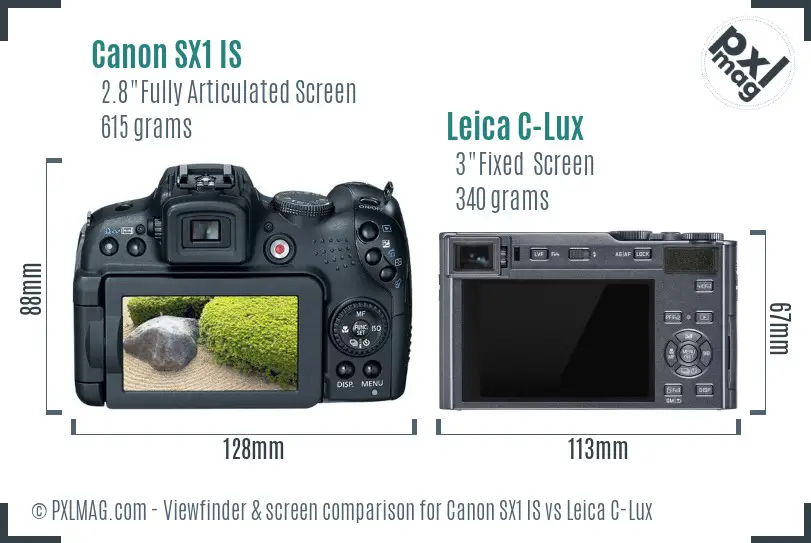 Canon SX1 IS vs Leica C-Lux Screen and Viewfinder comparison
