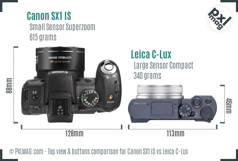 Canon SX1 IS vs Leica C-Lux top view buttons comparison