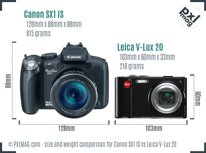 Canon SX1 IS vs Leica V-Lux 20 size comparison