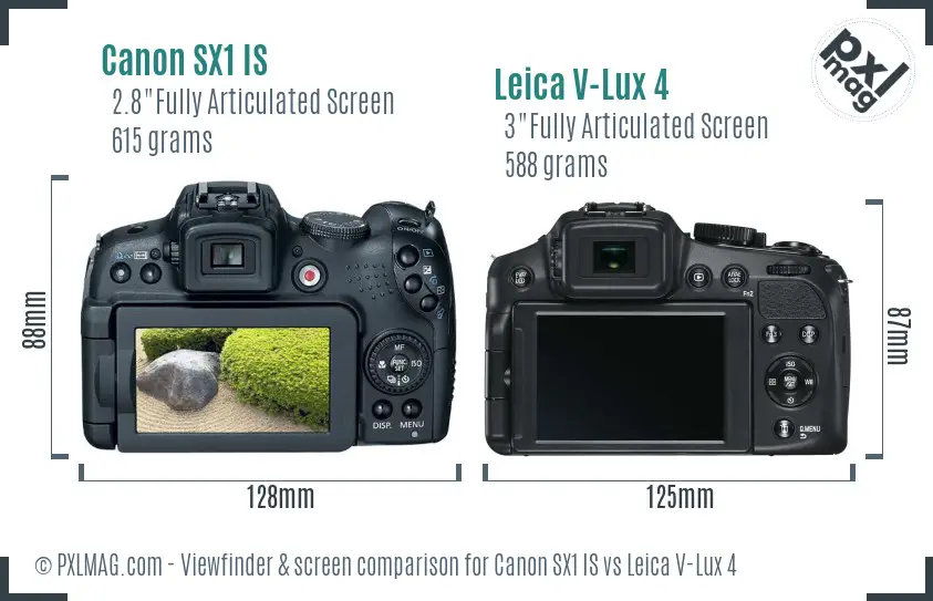 Canon SX1 IS vs Leica V-Lux 4 Screen and Viewfinder comparison