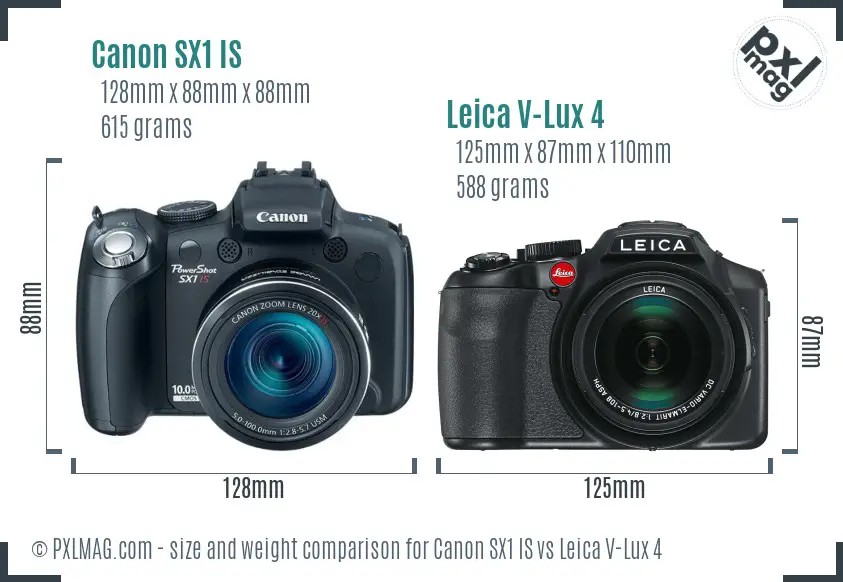 Canon SX1 IS vs Leica V-Lux 4 size comparison